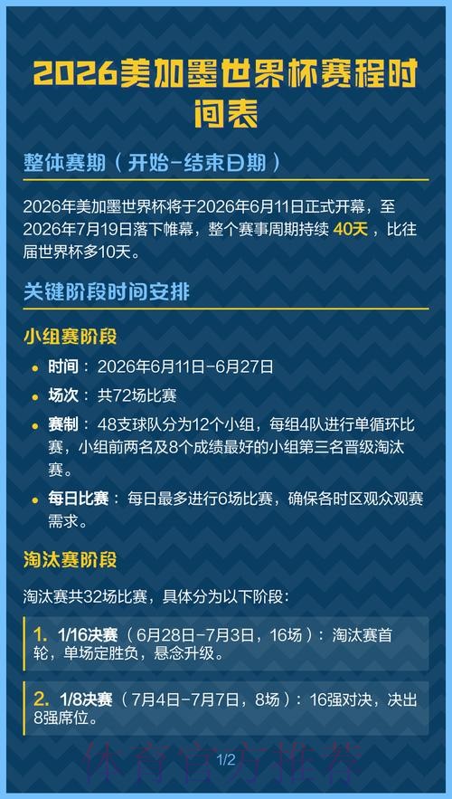 2026世界杯每日赛程什么时候开始 2026世界杯每日赛程什么时候开始